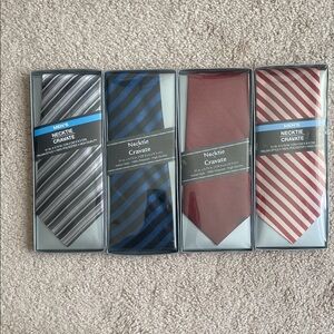 NEW Men's Striped Necktie Set - Gray, Blue, Red, and Red & White